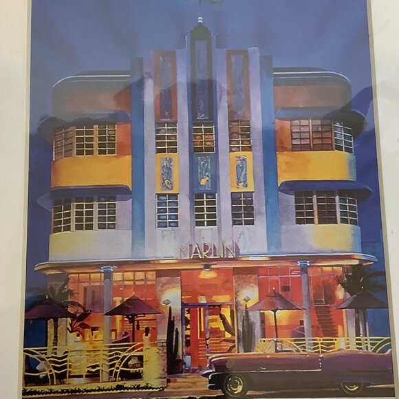 Marlin Art Deco Print By Mark Rutkowski South Beach Miami, Florida Signed - Picture 3 of 6